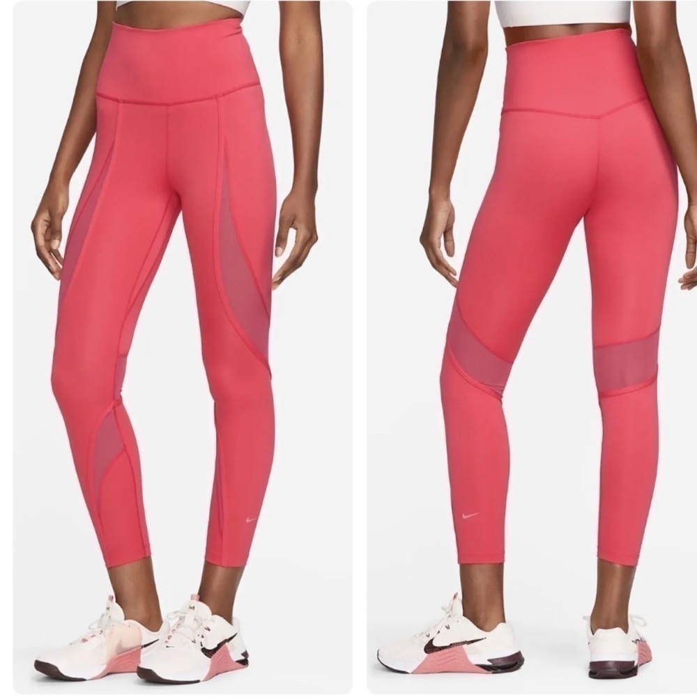 Nike Dri Fit 7/8 leggings Medium beautiful pink with mesh High Rise